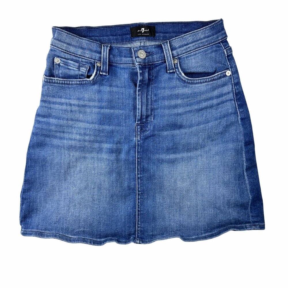 7 For All Mankind Womens Blue Denim Stretch Mini Skirt 26 Casual Wear Y2K Style